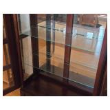 Espresso Finish Wooden Display Cabinet with Glass Doors, Mirrored Back and Adjustable Glass Shelves