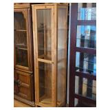 Ikea Hemnes Natural Wood Finish Display Cabinet with Glass Doors and (4) Glass Shelves