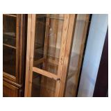 Ikea Hemnes Natural Wood Finish Display Cabinet with Glass Doors and (4) Glass Shelves