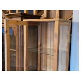 Ikea Hemnes Natural Wood Finish Display Cabinet with Glass Doors and (4) Glass Shelves