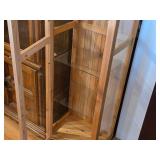 Ikea Hemnes Natural Wood Finish Display Cabinet with Glass Doors and (4) Glass Shelves