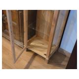 Ikea Hemnes Natural Wood Finish Display Cabinet with Glass Doors and (4) Glass Shelves
