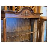 Stained Wood China Hutch with Glass Doors and Shelves