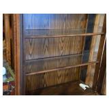 Stained Wood China Hutch with Glass Doors and Shelves