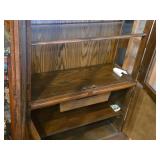 Stained Wood China Hutch with Glass Doors and Shelves