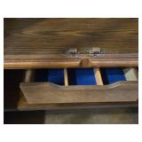 Stained Wood China Hutch with Glass Doors and Shelves