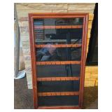 Dark Cherry Wood Finish Souvenir Spoon Display Rack with Glass Front