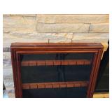 Dark Cherry Wood Finish Souvenir Spoon Display Rack with Glass Front