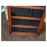 Dark Cherry Wood Finish Souvenir Spoon Display Rack with Glass Front