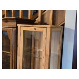 Ikea Hemnes Natural Wood Finish Display Cabinet with Glass Doors and (4) Glass Shelves