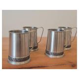 Lot of (4) Vintage Pewter Tankard / Beer Mug by Helle Tinn (Norway)