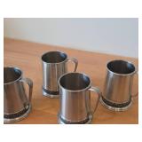 Lot of (4) Vintage Pewter Tankard / Beer Mug by Helle Tinn (Norway)