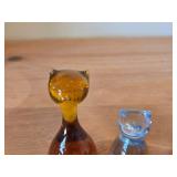 Lot of (2) Figurines - Amber Glass and Hand Blown Crystal