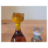 Lot of (2) Figurines - Amber Glass and Hand Blown Crystal