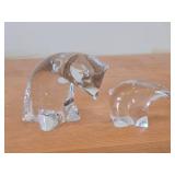 Lot of (2) Polar Bear theme Clear Crystal Figurines