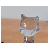 Lot of (2) Cat theme Clear Glass Figurines