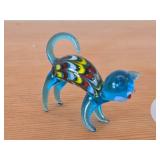 Lot of (2) Glass Art - Blown Glass Cat and Glass Polar Bear