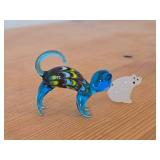 Lot of (2) Glass Art - Blown Glass Cat and Glass Polar Bear