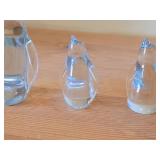 Lot of (3) Penguin theme Hand-Blown Crystal Figurines (Norway)