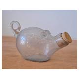 Pig theme Hand-Blown Glass Decanter with Cork Stopper by Hadeland (Norway)
