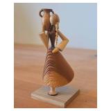 Vintage Polish Folk Art theme Hand Carved Wood Figurine by S. Sitarski & J. Fedorowicz (Poland)