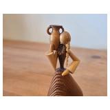 Vintage Polish Folk Art theme Hand Carved Wood Figurine by S. Sitarski & J. Fedorowicz (Poland)