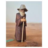 Vintage Shepherd with Hat and Staff Hand Carved German & Creche Figurine by Hermann Meyer