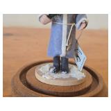 Mini Father Christmas Candy Container by Aftee (1994) with Glass Dome with Wood Base