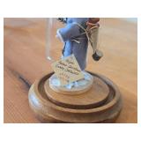 Mini Father Christmas Candy Container by Aftee (1994) with Glass Dome with Wood Base