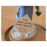 Mini Father Christmas Candy Container by Aftee (1994) with Glass Dome with Wood Base