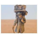 Vintage The Clock Peddler Hand Carved Wood Figurine by Anri (Italy)
