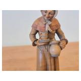 Vintage Peasant Woman Holding Coffee Pot and Cups theme Hand Carved Wood Figurine by Anri (Italy)