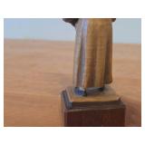 Vintage Peasant Woman Holding Coffee Pot and Cups theme Hand Carved Wood Figurine by Anri (Italy)