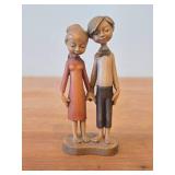 Vintage Loving Boy and Girl Couple theme Hand Carved Wood Figurine by Anri (Italy)