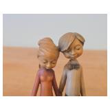 Vintage Loving Boy and Girl Couple theme Hand Carved Wood Figurine by Anri (Italy)