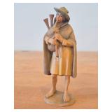 Vintage Shepherd Boy with Bagpipe theme Hand Carved Wood Figurine - Karl Knolt Nativity by Anri (Italy)