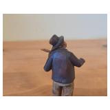 Vintage Man Playing Violin theme Hand Carved Wood Figurine by Anri (Italy)