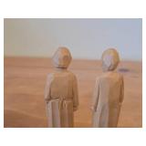 Lot of (2) Vintage Quebec Folk Art theme Hand Carved Wood Figurines by Paul E. Caron (Canada)