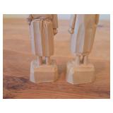 Lot of (2) Vintage Quebec Folk Art theme Hand Carved Wood Figurines by Paul E. Caron (Canada)