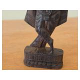 Vintage Hand Carved Wooden Statue of a Hindu Deity Krishna Playing Flute