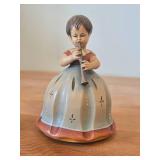 Vintage Anri Swiss Music Reuge Girl Playing Horn theme Hand Carved Handpainted Music Box