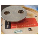 Vintage Anri Swiss Music Reuge Girl Playing Horn theme Hand Carved Handpainted Music Box