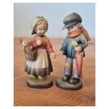 Lot of (2) Vintage Hand Carved Handpainted Wood Carvings by Anri (Italy) / Artist Juan Ferrandiz