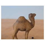 Lot of (3) Vintage Folk Art theme Hand Carved Wooden Figurines - Rooster, Owl, Young Camel