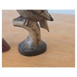 Lot of (3) Vintage Folk Art theme Hand Carved Wooden Figurines - Rooster, Owl, Young Camel