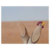 Lot of (3) Vintage Folk Art theme Hand Carved Wooden Figurines - Rooster, Owl, Young Camel