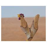 Lot of (3) Vintage Folk Art theme Hand Carved Wooden Figurines - Rooster, Owl, Young Camel