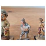 Lot of (4) Vintage Hand Carved Hand Painted Wood Figurines by Anri - Shepherd with Lamb, Hansel and Gretal, Gnome