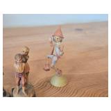 Lot of (4) Vintage Hand Carved Hand Painted Wood Figurines by Anri - Shepherd with Lamb, Hansel and Gretal, Gnome