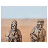 Lot of (2) Vintage Folk Art theme Hand Carved Wooden by Thibault (French Canadian Artist)
